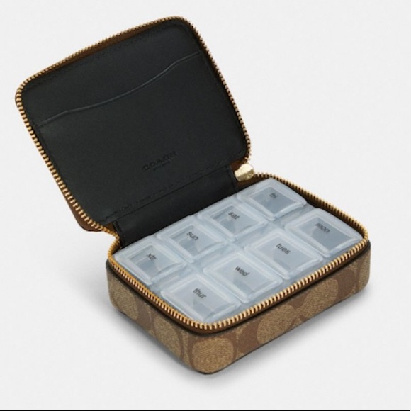 Coach Weekly Pill Box In Signature Canvas - Picture 2 of 4